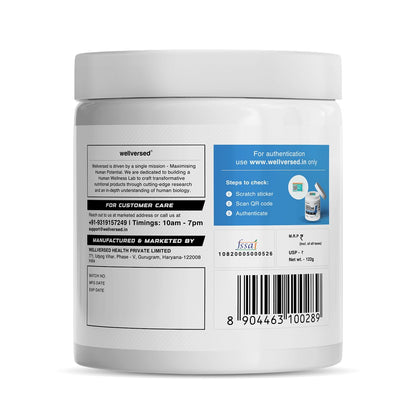 Wellcore Creatine Monohydrate Powder 100g with Omega-3 Fish Oil Capsules 60 Count, Triple Strength EPA DHA - close-up detail