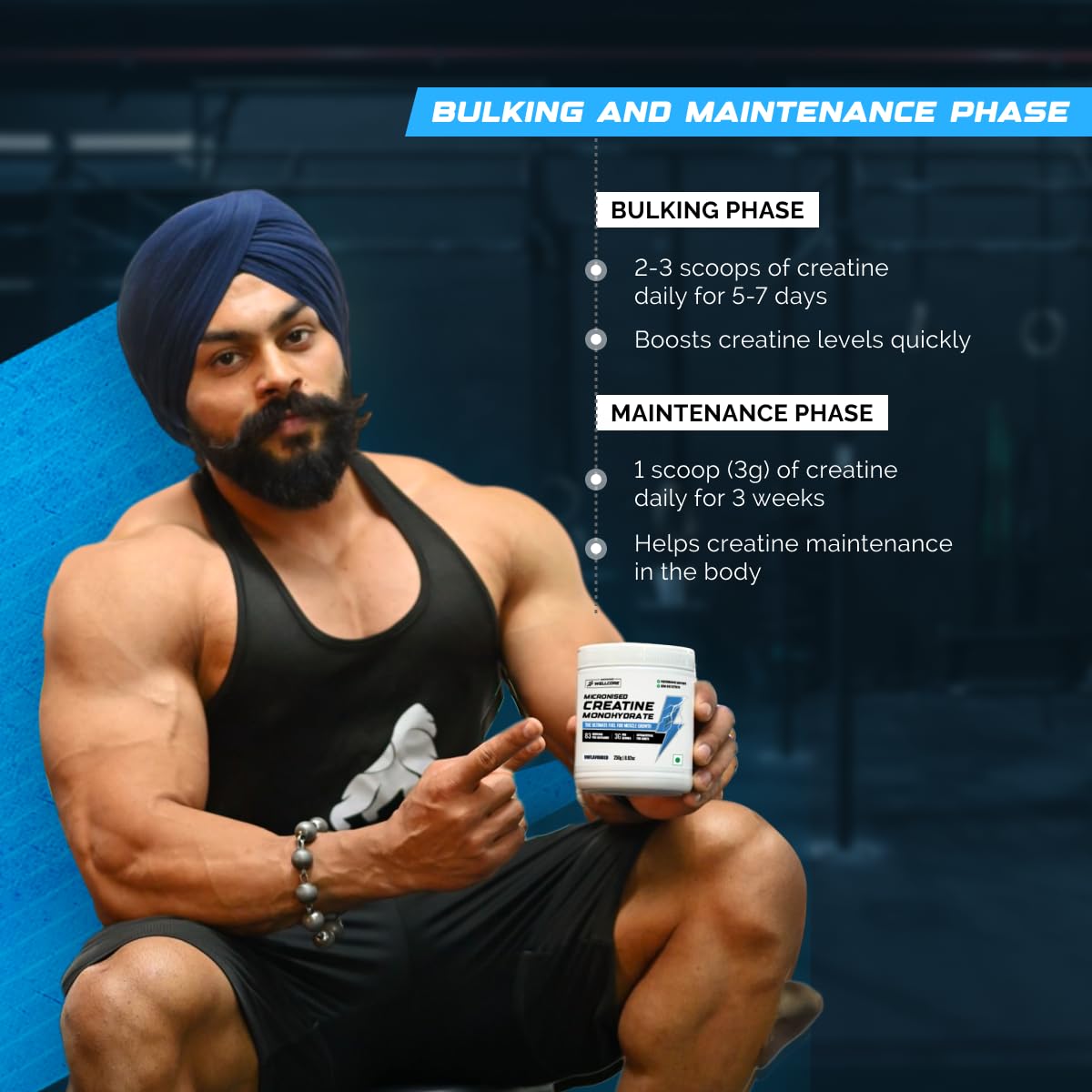 Wellcore Creatine Monohydrate Powder 100g with Omega-3 Fish Oil Capsules 60 Count, Triple Strength EPA DHA - label detail (49
