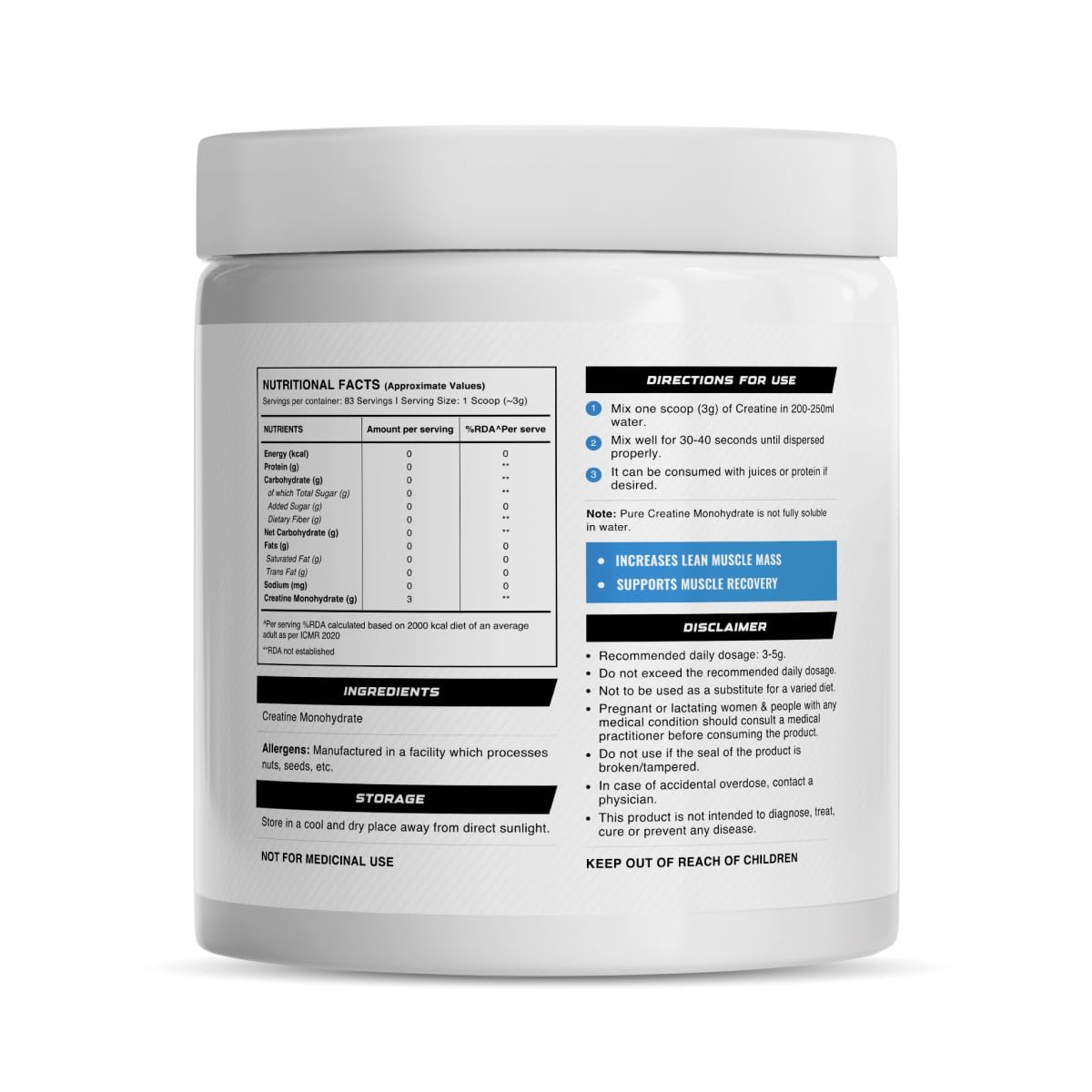 Wellcore Creatine Monohydrate Powder 100g with Omega-3 Fish Oil Capsules 60 Count, Triple Strength EPA DHA - close-up detail 