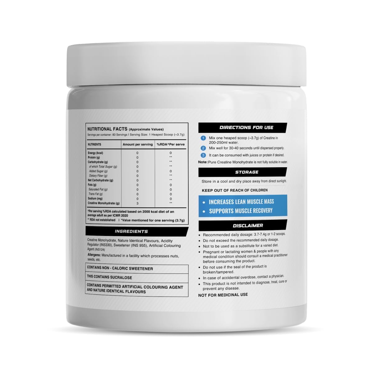 Wellcore Creatine Monohydrate Powder 100g with Omega-3 Fish Oil Capsules 60 Count, Triple Strength EPA DHA - label detail (58