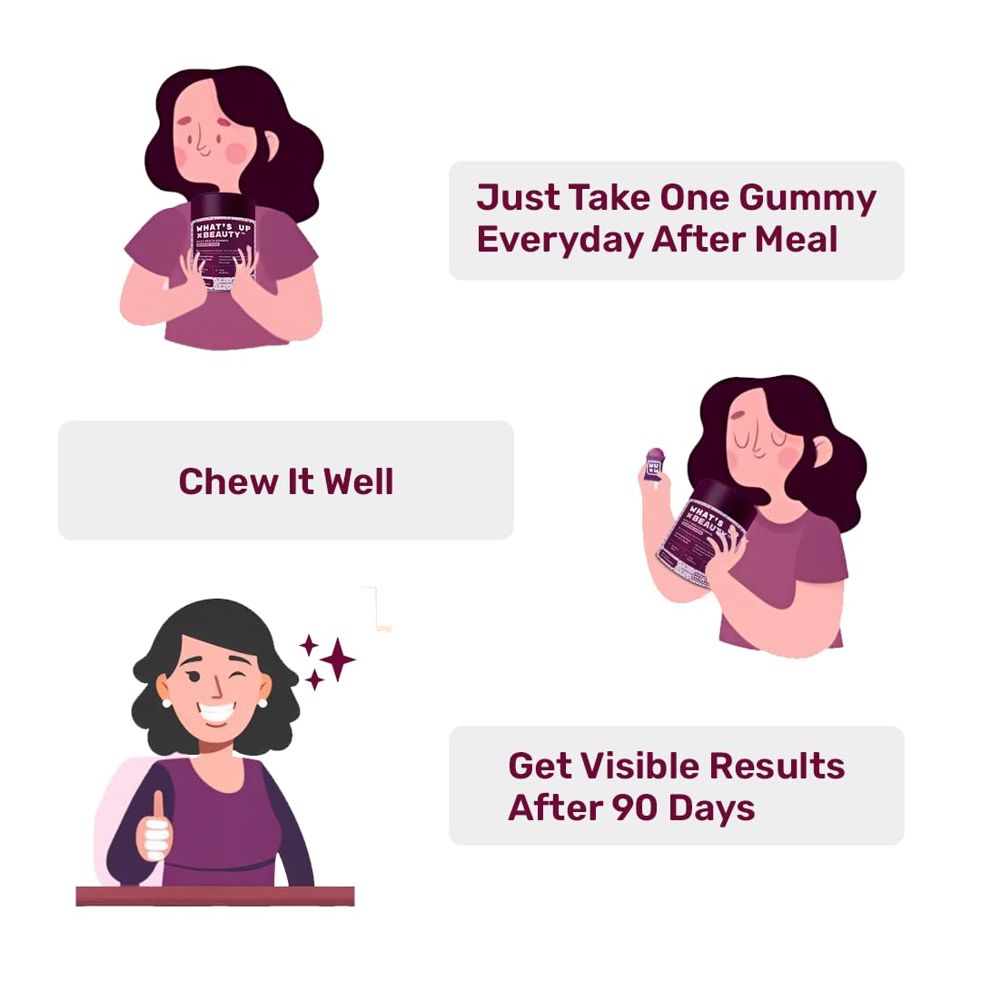 What's Up Wellness Beauty & Gluta-Glow Gummy Combo, Biotin & Glutathione, Adult, No Added Sugar - in use (18)