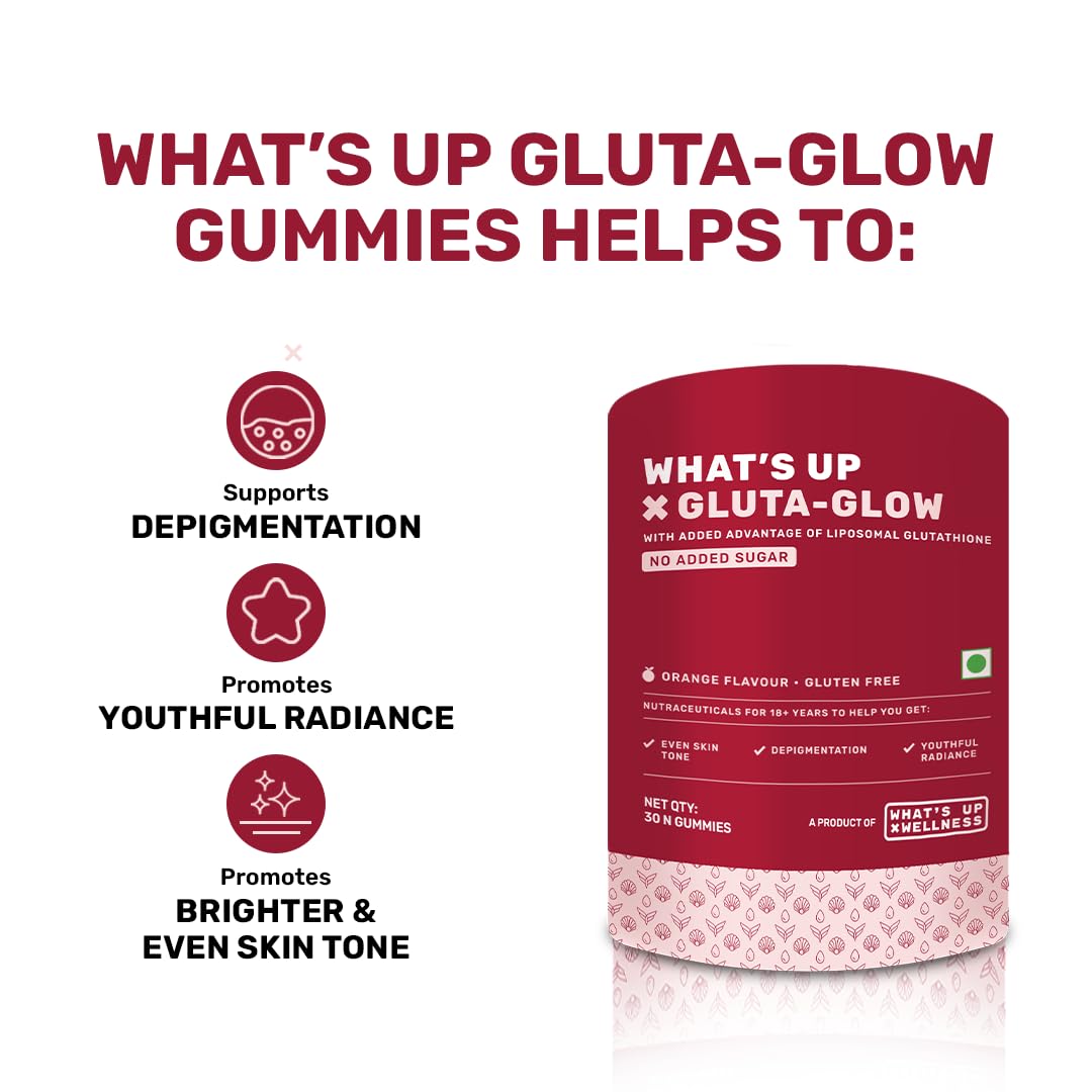 What's Up Wellness Beauty & Gluta-Glow Gummy Combo, Biotin & Glutathione, Adult, No Added Sugar - close-up detail