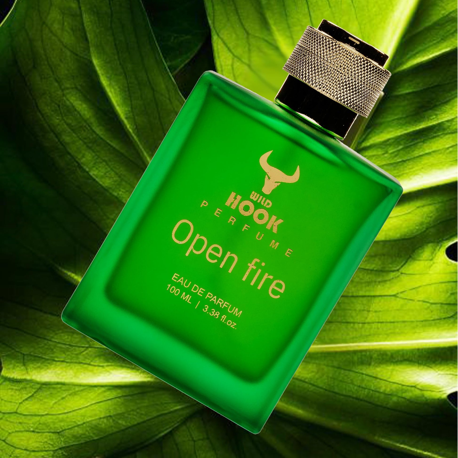 WILD HOOK Open Fire Eau De Parfum, 100ml, Alcohol-Free Natural Fragrance for Men - label detail