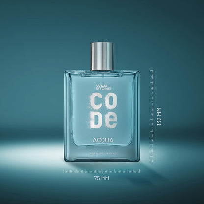 WILD STONE CODE Acqua Eau De Parfum For Men, 100ml, Fresh Marine Notes, Green Apple & Lemon - close-up detail