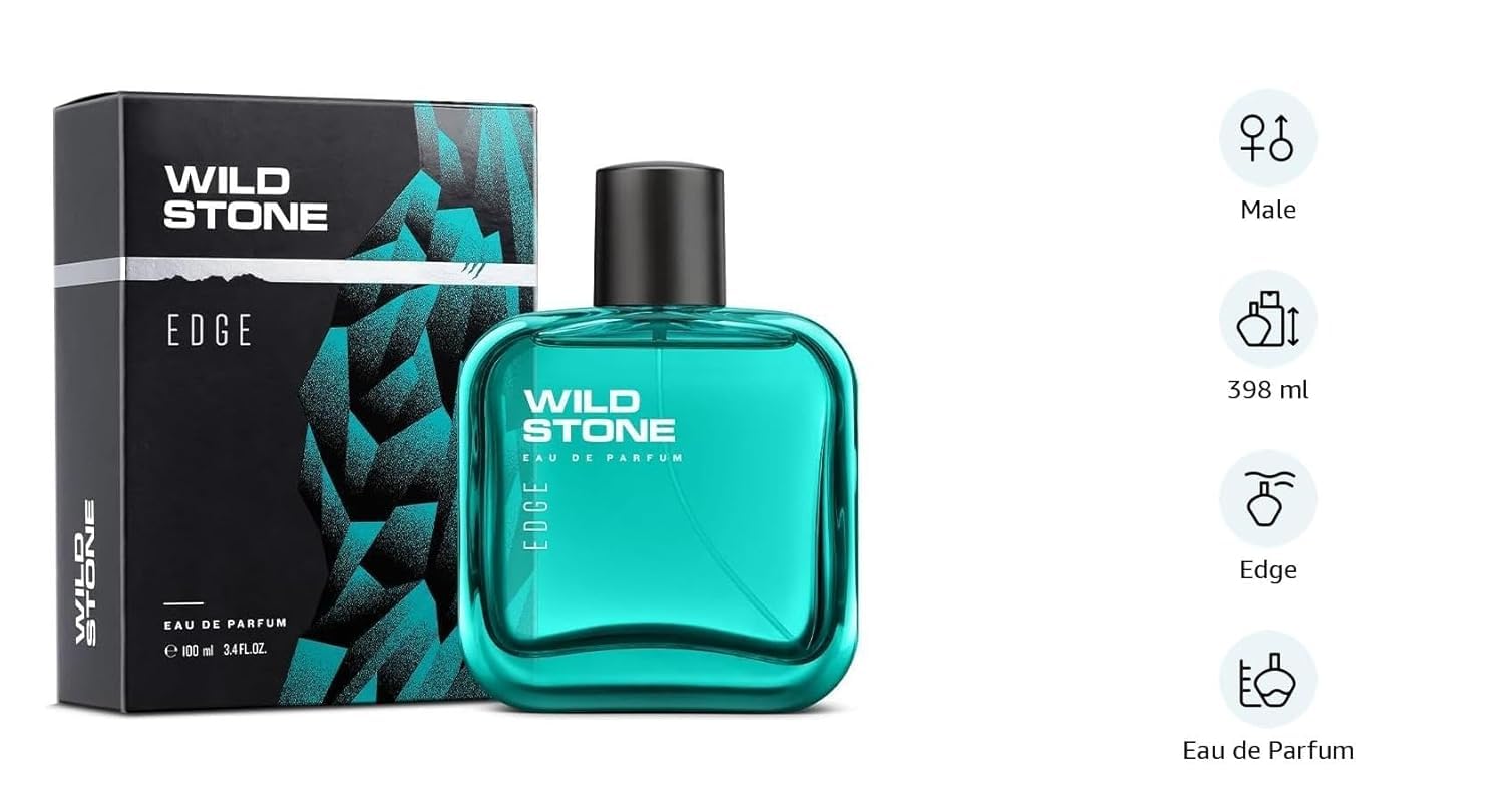 Wild Stone Edge Eau de Parfum for Men, 100ml, Woody Amber Scent - back view