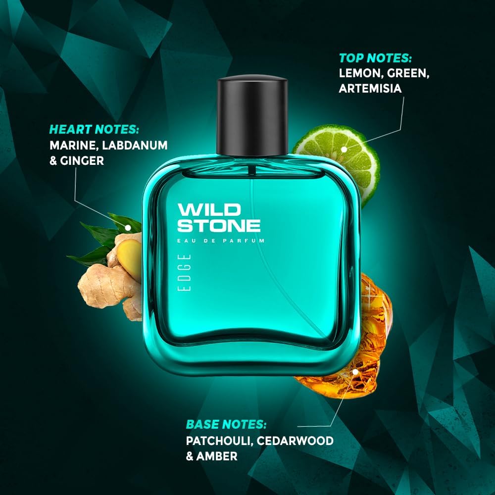 Wild Stone Edge Eau de Parfum for Men, 100ml, Woody Amber Scent - ingredients panel