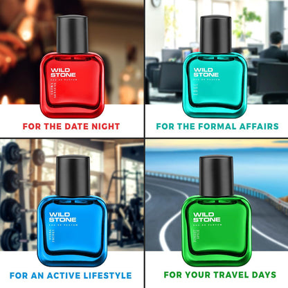 Wild Stone Men's Perfume Set, 4 Scents (30ml Each) - Edge/Forest Spice/Hydra Energy/Ultra Sensual - back view