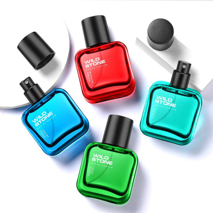 Wild Stone Men's Perfume Set, 4 Scents (30ml Each) - Edge/Forest Spice/Hydra Energy/Ultra Sensual - label detail