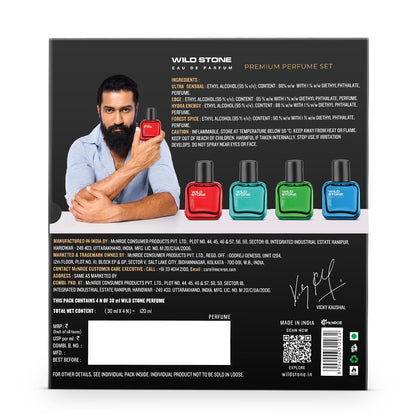 Wild Stone Men's Perfume Set, 4 Scents (30ml Each) - Edge/Forest Spice/Hydra Energy/Ultra Sensual - ingredients panel