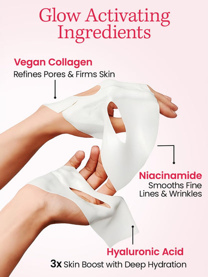 WILDGLOW Korean Glass Skin Bio-Collagen Overnight Face Mask for Deep Hydration, Pigmentation, & Pore Minimizing | Hyaluronic 