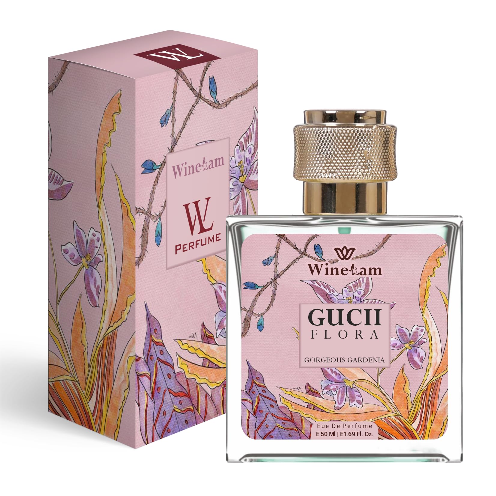 WineLam Guciii Floral Perfume, 50ml Unisex Eau de Parfum with Gardenia Notes