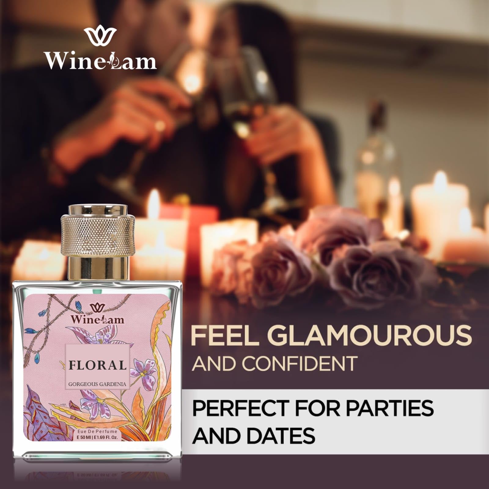 WineLam Guciii Floral Perfume, 50ml Unisex Eau de Parfum with Gardenia Notes - in use