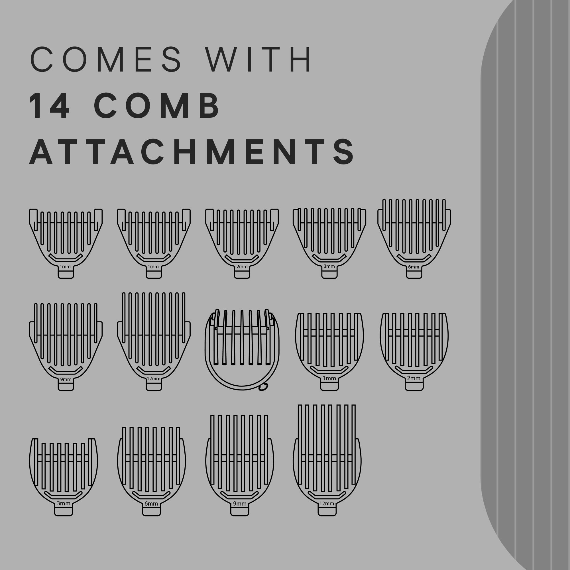 WINSTON Groom Pro 5 in 1 Grooming Set for Men with 14 Length Combs, Digital Display, Fast Charging, Pedestal Stand - ingredie