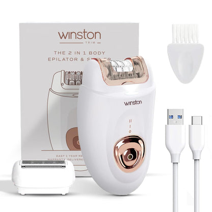 WINSTON Rechargeable Body Epilator and Shaver for Women, Mini Portable Electric Hair Remover, 90 Min Runtime