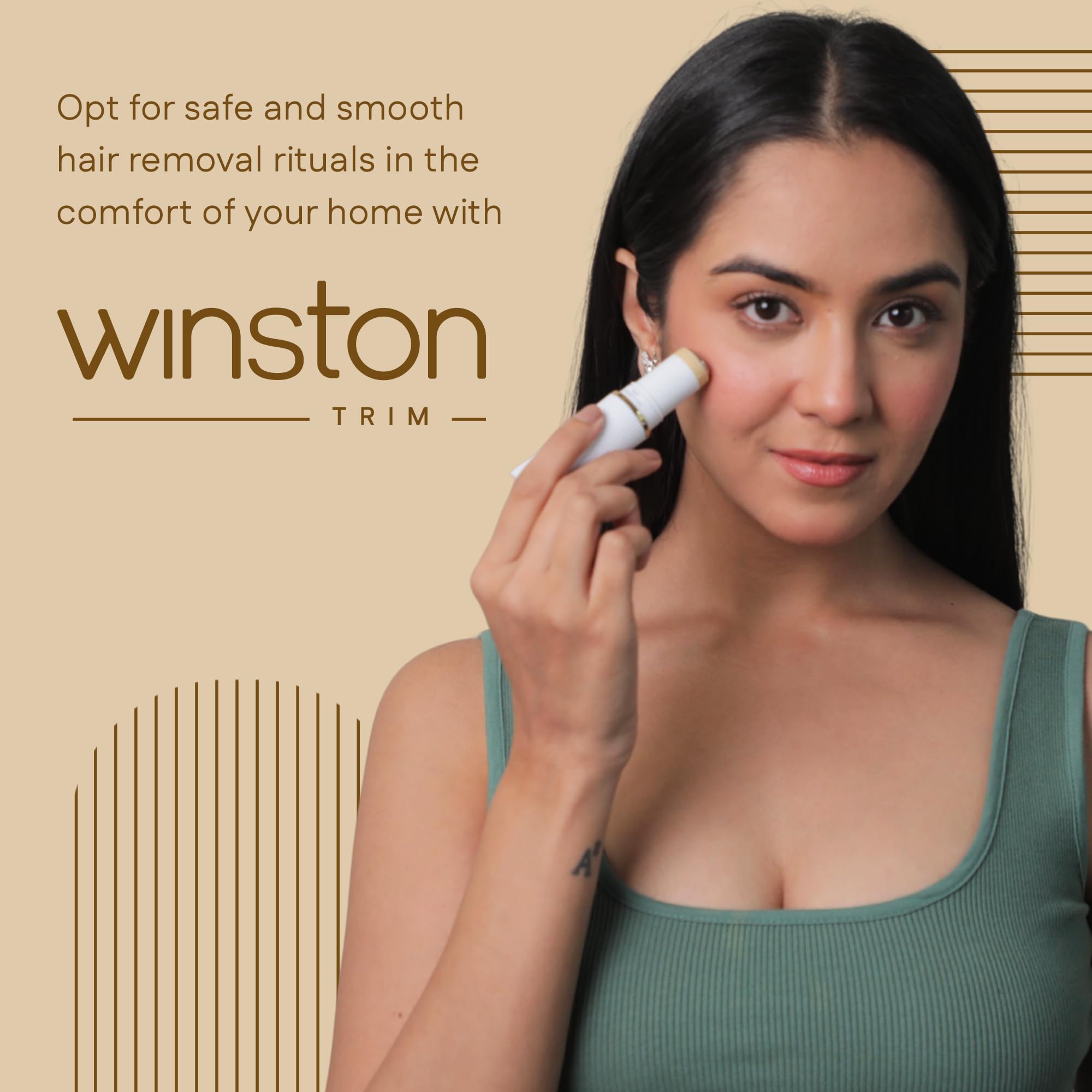 WINSTON Rechargeable Electric 2-in-1 Face and Eyebrow Trimmer for Women, White, Multi-Grooming Trimmer - back view