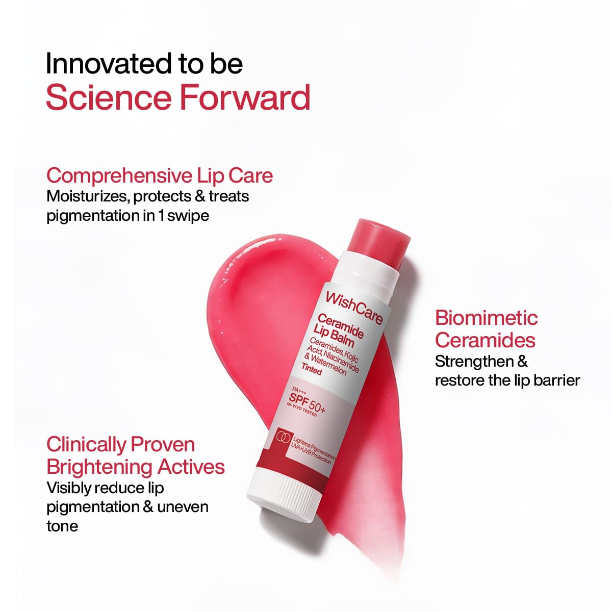 WishCare Lip Balm Combo, Tinted and Untinted, with Kojic Acid & Niacinamide, Hydrating Lip Balm Set - label detail (12)