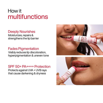 WishCare Lip Balm Combo, Tinted and Untinted, with Kojic Acid & Niacinamide, Hydrating Lip Balm Set - label detail