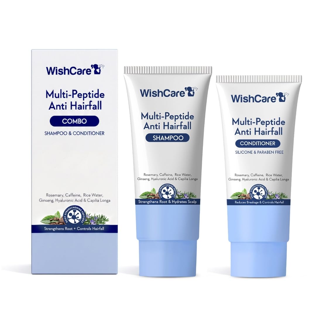 WishCare Multi Peptide Shampoo & Conditioner Combo, with Rice Water Rosemary Hyaluronic Acid Caffeine, Sulfate-Free Paraben-F
