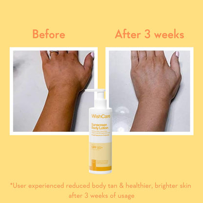 WishCare SPF 50 PA++++ Sunscreen Body Lotion, In-Vivo Tested, Oxybenzone-Free, Vegan, Fragrance-Free - back view (15)