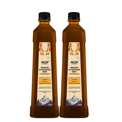 WOW Life Science Himalayan Sea Buckthorn Berry Pulp Concentrate, Cold-Pressed from Spiti Valley, 400 ml, Rich in Omega 3-6-7-