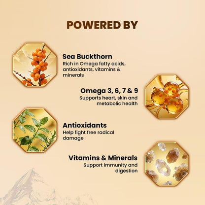 WOW Life Science Himalayan Sea Buckthorn Berry Pulp Concentrate, Cold-Pressed from Spiti Valley, 400 ml, Rich in Omega 3-6-7-