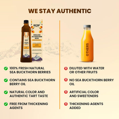 WOW Life Science Himalayan Sea Buckthorn Berry Pulp Concentrate, Cold-Pressed from Spiti Valley, 400 ml, Rich in Omega 3-6-7-