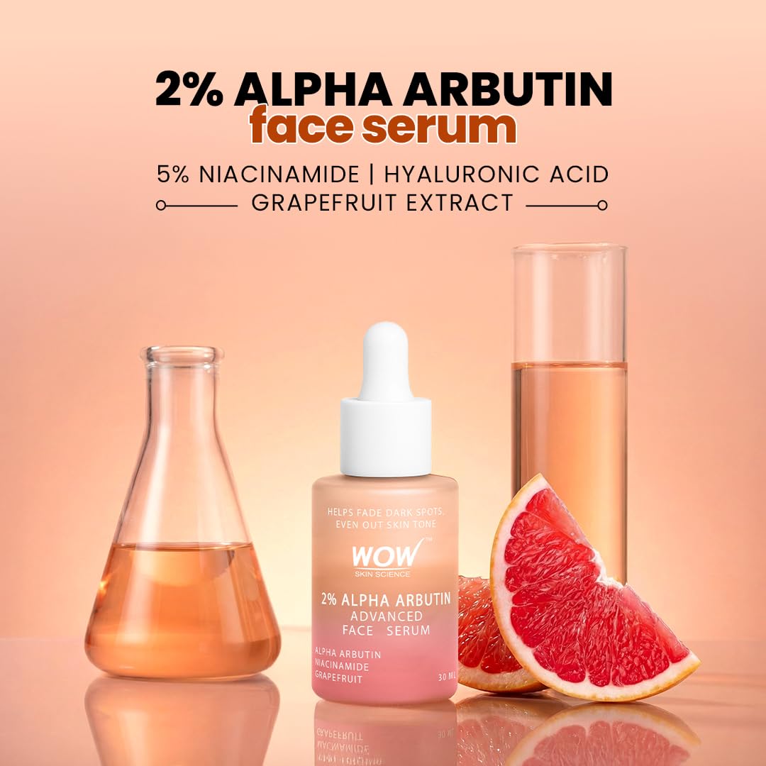 WOW Skin Science 2% Alpha Arbutin Advanced Face Serum with 5% Niacinamide and Grapefruit, 30 ml - back view