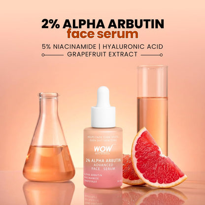 WOW Skin Science 2% Alpha Arbutin Advanced Face Serum with 5% Niacinamide and Grapefruit, 30 ml - back view