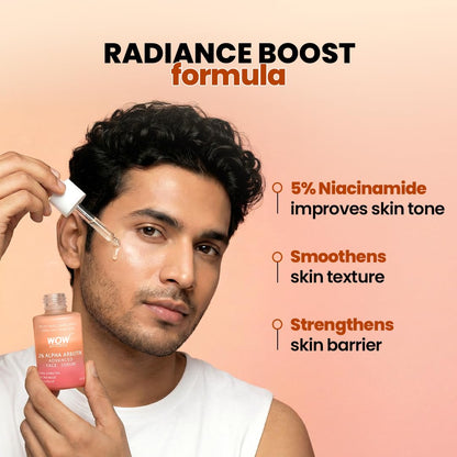 WOW Skin Science 2% Alpha Arbutin Advanced Face Serum with 5% Niacinamide and Grapefruit, 30 ml - label detail