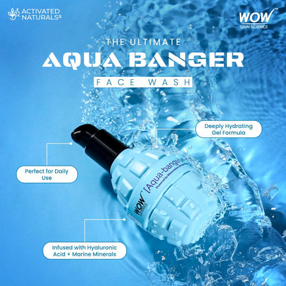 WOW Skin Science Aqua-Banger Face Wash, Hydrating Cleanser with Watermelon Hyaluronic Acid and Omega, 150ml - front view