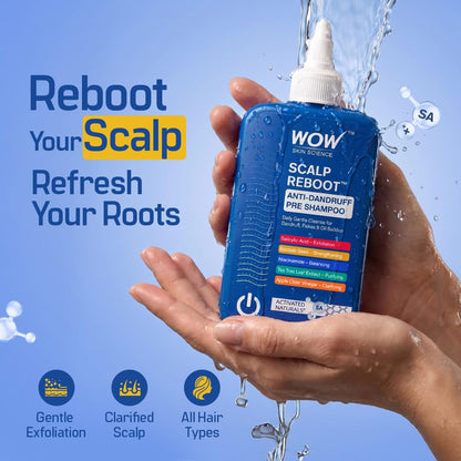 WOW Skin Science Scalp Reboot Pre-Shampoo Scalp Exfoliator, 2% Salicylic Acid with Niacinamide and Tea Tree, 250 ml - front v