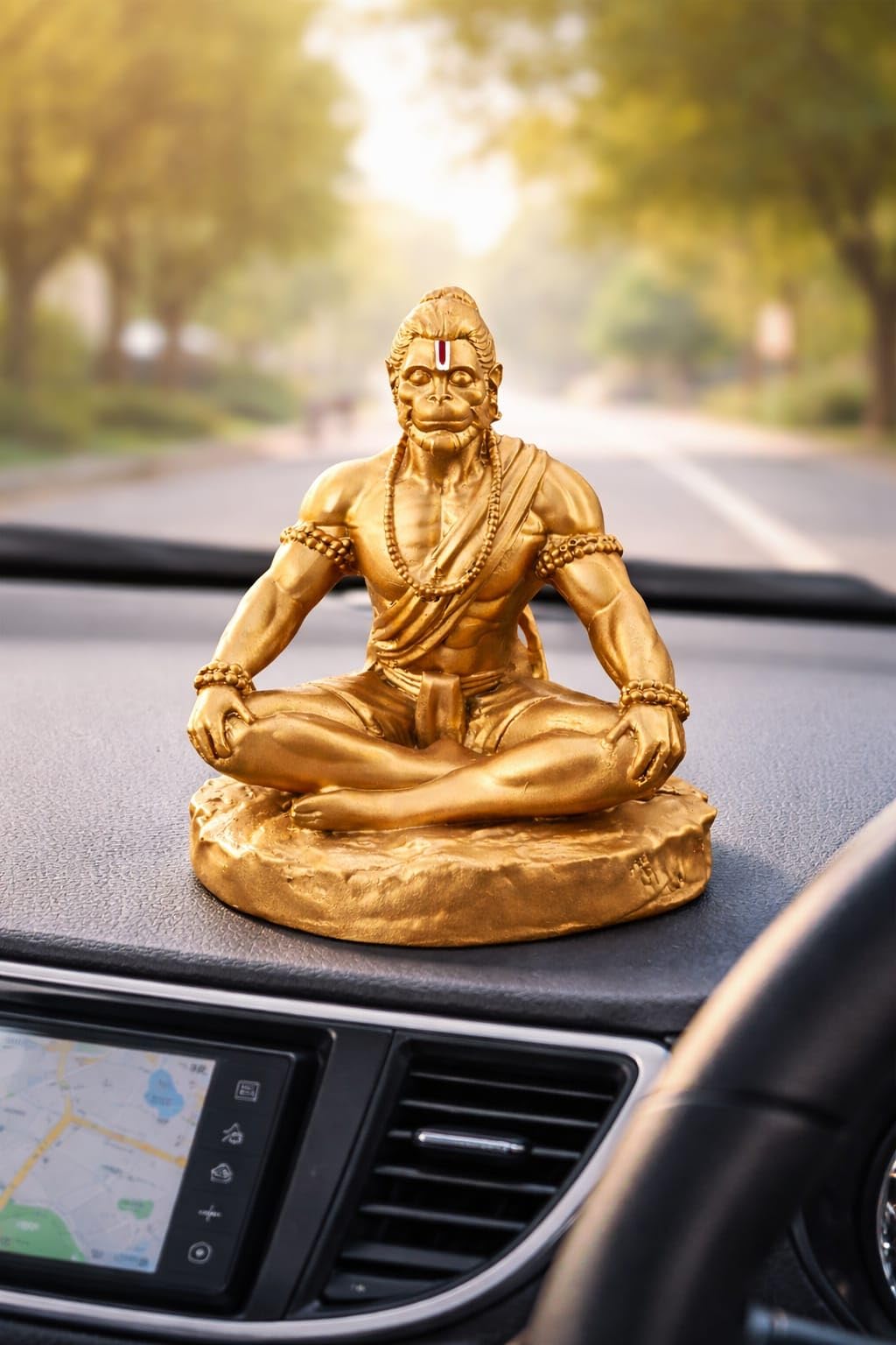 Yadava Bahubali Hanuman Ji Idol Resin Figurine for Dashboard Home Mandir Décor, 200g - front view