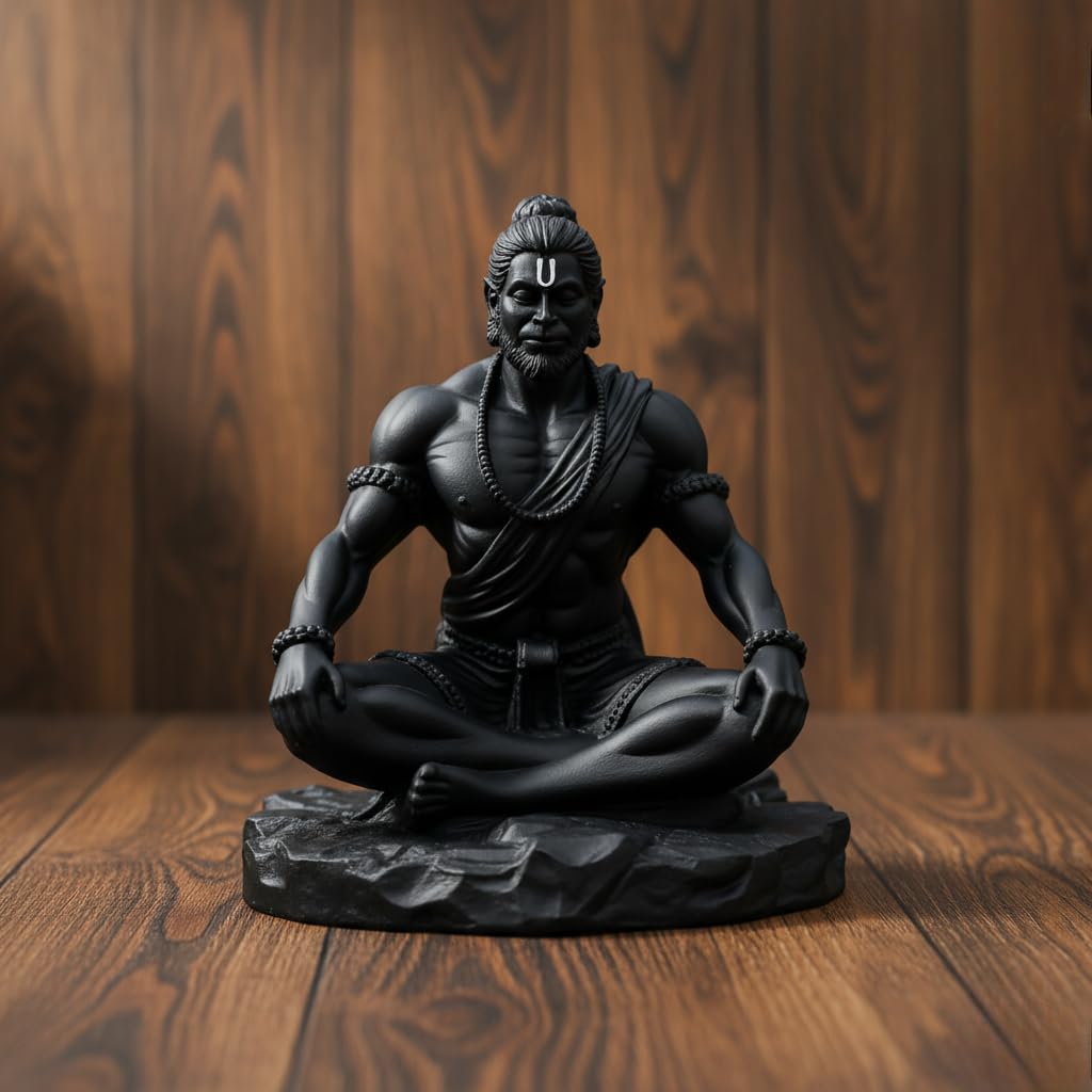 Yadava Bahubali Hanuman Ji Idol Resin Figurine for Dashboard Home Mandir Décor, 200g - back view (21)