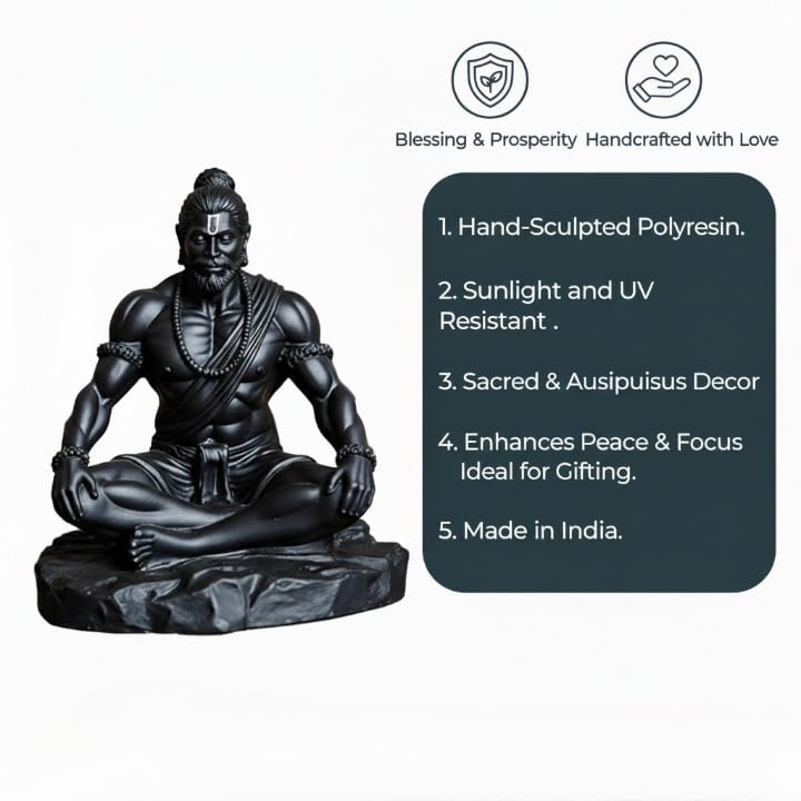 Yadava Bahubali Hanuman Ji Idol Resin Figurine for Dashboard Home Mandir Décor, 200g - ingredients panel (24)