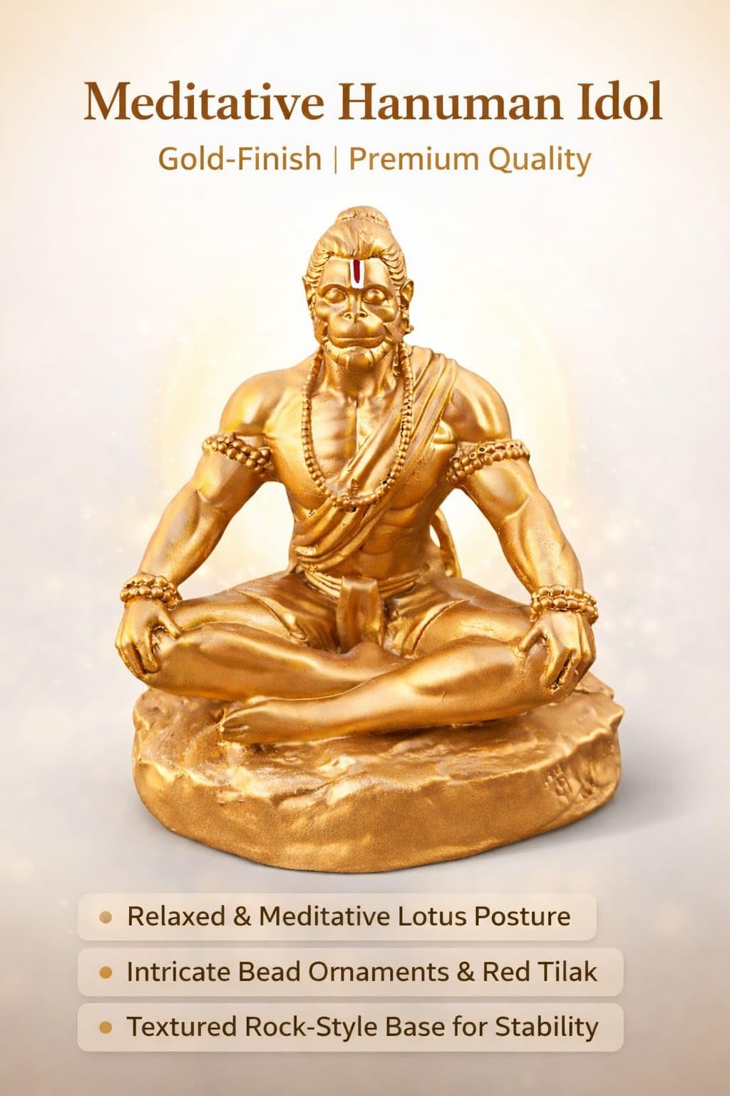 Yadava Bahubali Hanuman Ji Idol Resin Figurine for Dashboard Home Mandir Décor, 200g - back view