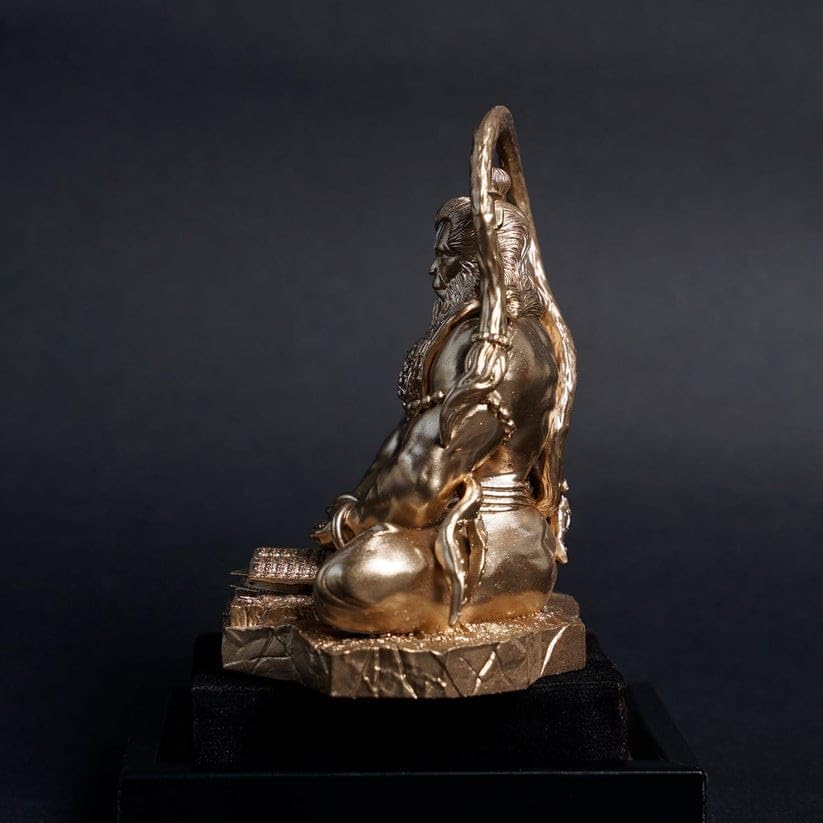 Yadava Bahubali Hanuman Ji Idol Resin Figurine for Dashboard Home Mandir Décor, 200g - front view (42)