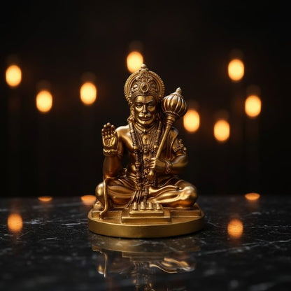 Yadava Bahubali Hanuman Ji Idol Resin Figurine for Dashboard Home Mandir Décor, 200g - front view (54)