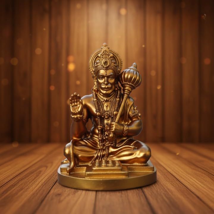 Yadava Bahubali Hanuman Ji Idol Resin Figurine for Dashboard Home Mandir Décor, 200g - back view (55)