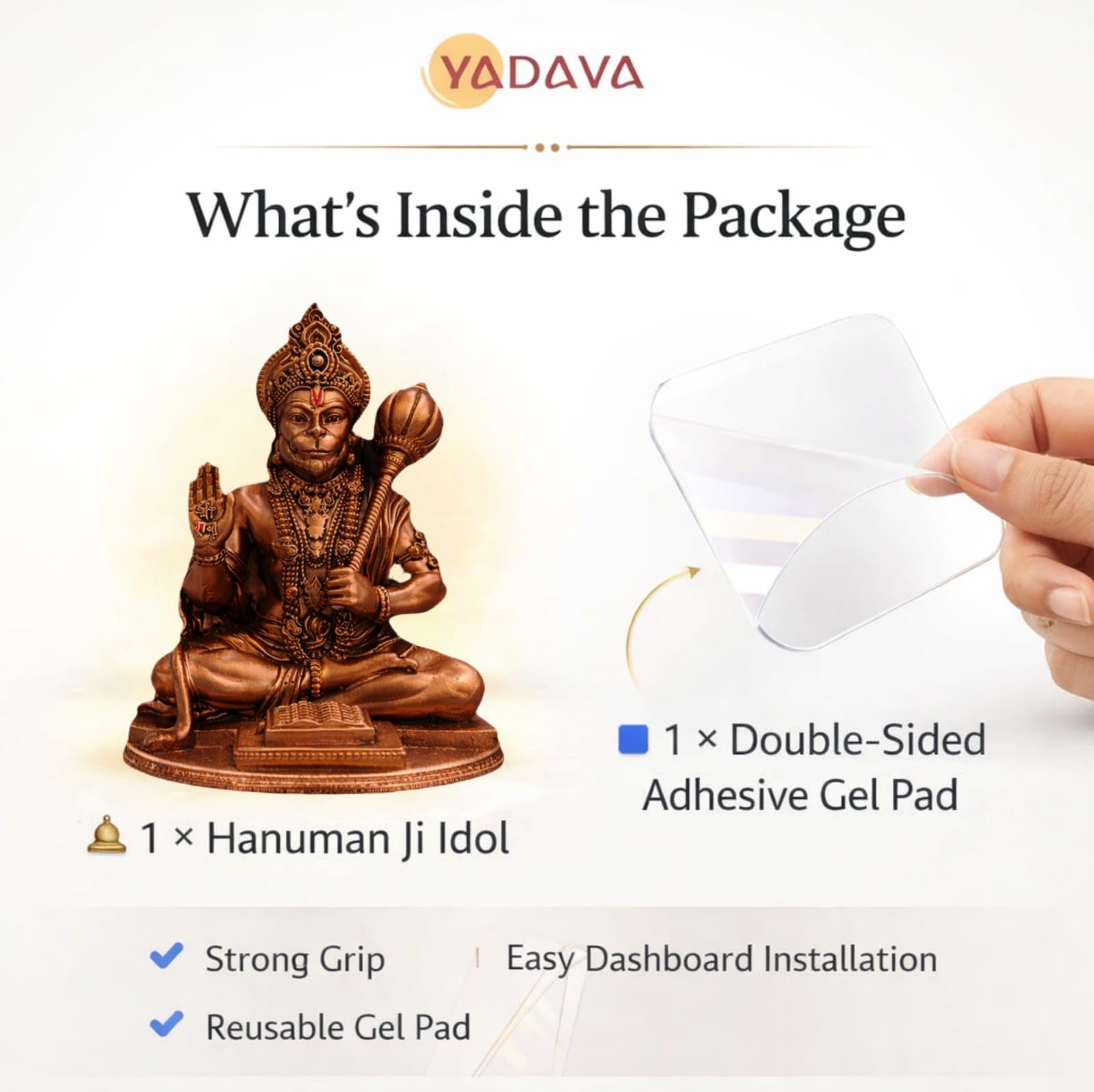 Yadava Bahubali Hanuman Ji Idol Resin Figurine for Dashboard Home Mandir Décor, 200g - back view (61)