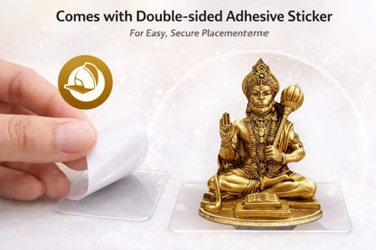 Yadava Golden Hanuman Idol - Compact Resin Statue for Car Dashboard, Home Temple, Office Decor with Double Sided Adhesive Sti