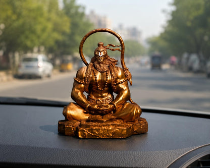 Yadava Hanuman Idol Figurine, Resin with Copper Finish, Medium, Car Dashboard Home Decor (10)
