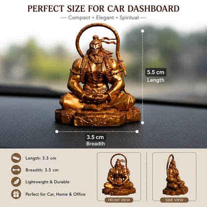 Yadava Hanuman Idol Figurine, Resin with Copper Finish, Medium, Car Dashboard Home Decor - front view (11)