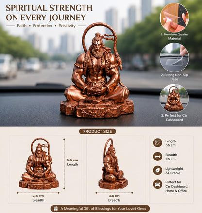 Yadava Hanuman Idol Figurine, Resin with Copper Finish, Medium, Car Dashboard Home Decor - back view (12)