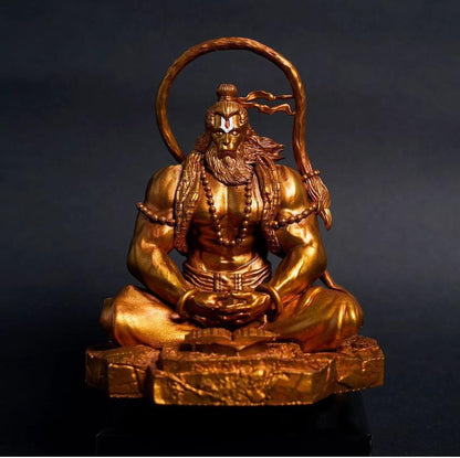 Yadava Hanuman Idol Figurine, Resin with Copper Finish, Medium, Car Dashboard Home Decor - close-up detail (16)