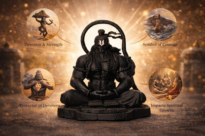 Yadava Hanuman Idol Figurine, Resin with Copper Finish, Medium, Car Dashboard Home Decor - back view