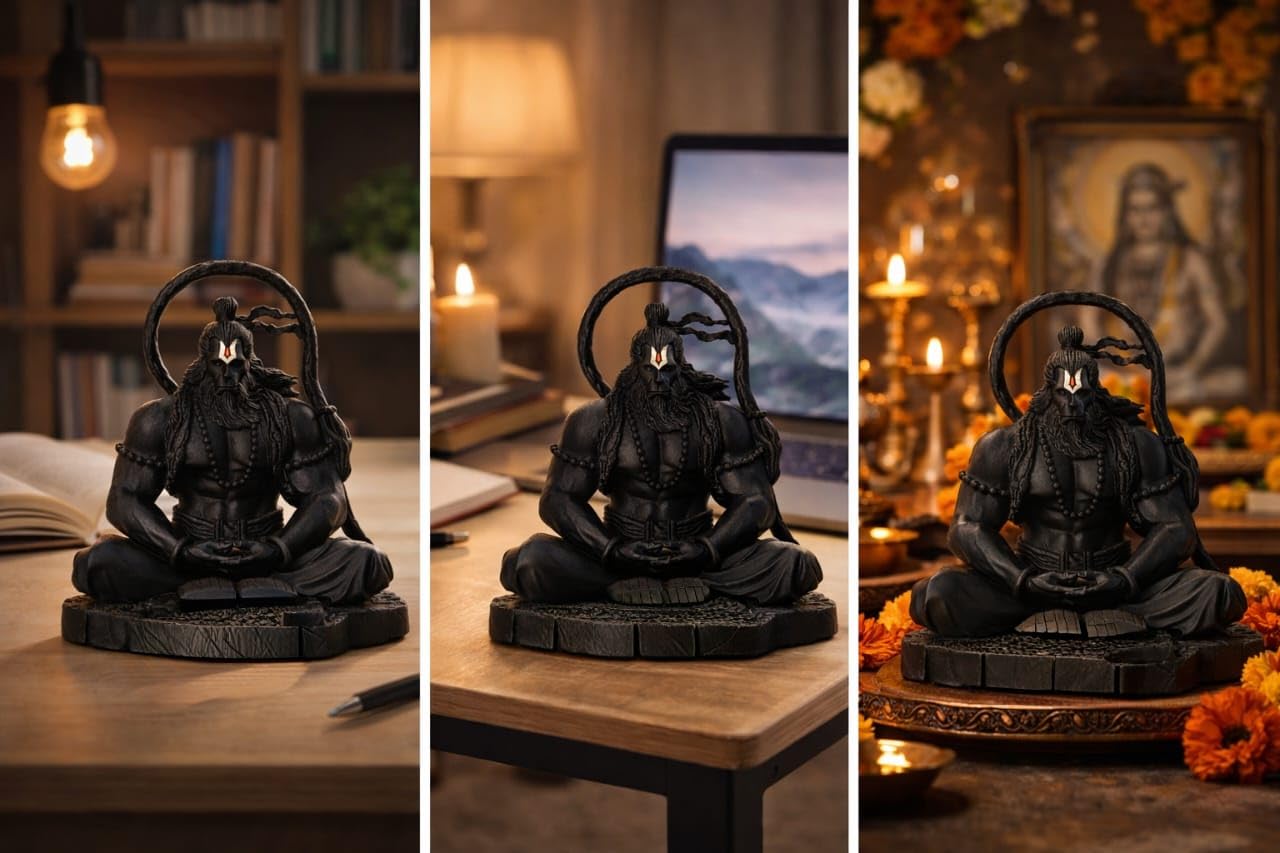 Yadava Hanuman Idol Figurine, Resin with Copper Finish, Medium, Car Dashboard Home Decor - label detail