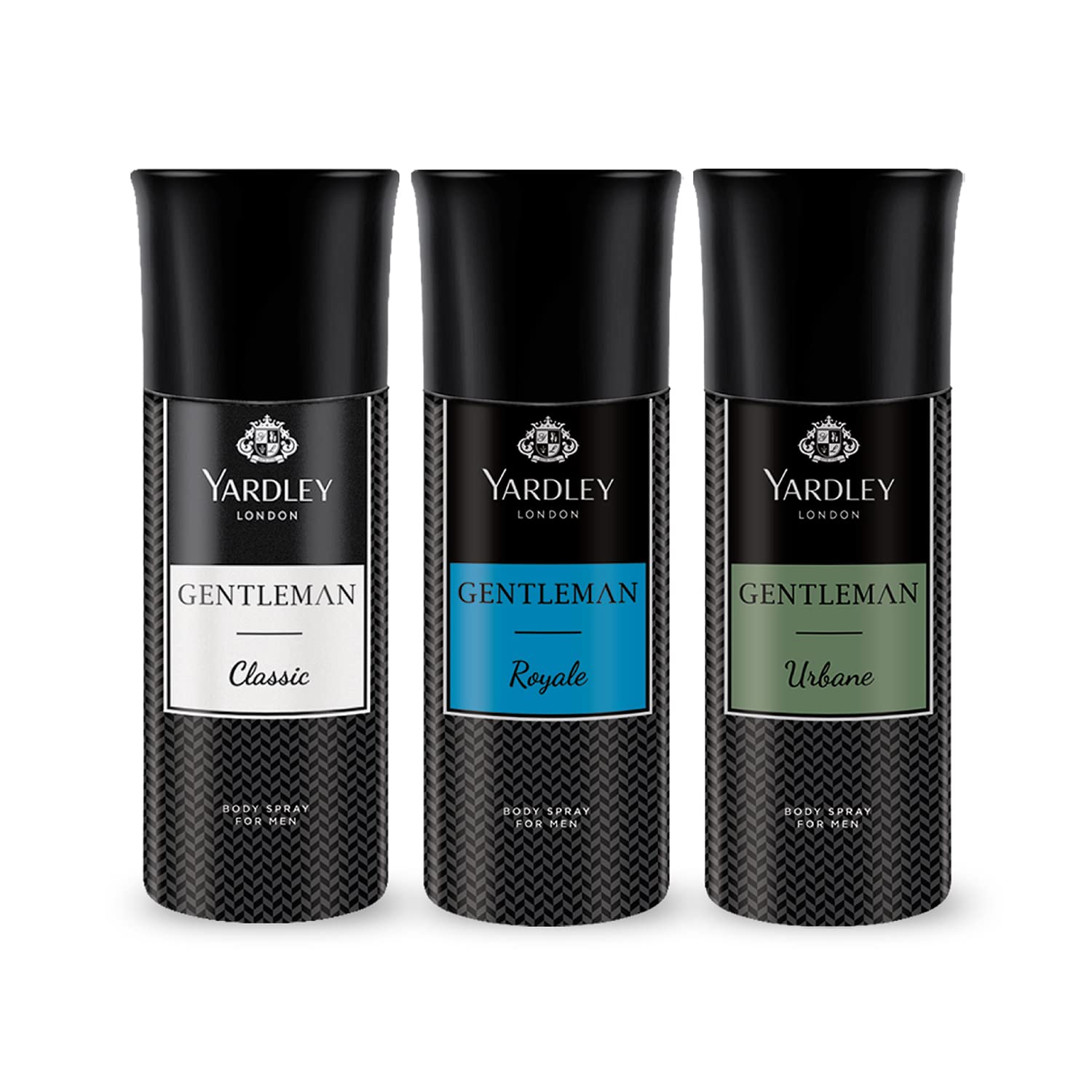 Yardley London Gentleman Range Deo Body Spray Tripack for Men, 150ml Each (Pack of 3) - Classic, Urbane & Royale Fragrances