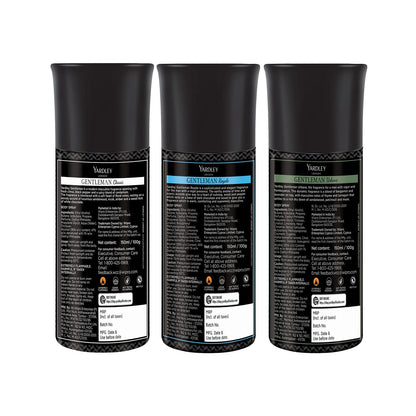 Yardley London Gentleman Range Deo Body Spray Tripack for Men, 150ml Each (Pack of 3) - Classic, Urbane & Royale Fragrances -