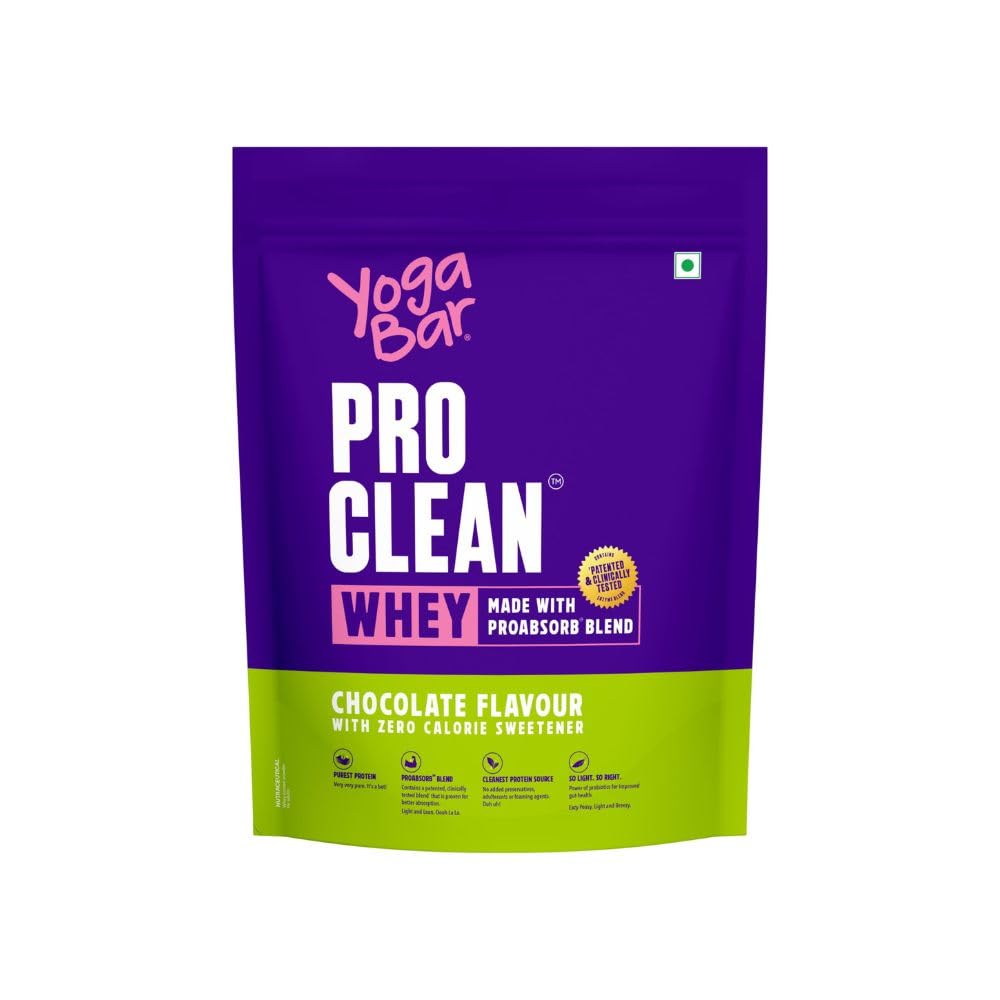 Yogabar ProClean Whey Protein Performance Blend, 2 lbs, 25g Protein per Serve, Zero-Calorie Sweetener
