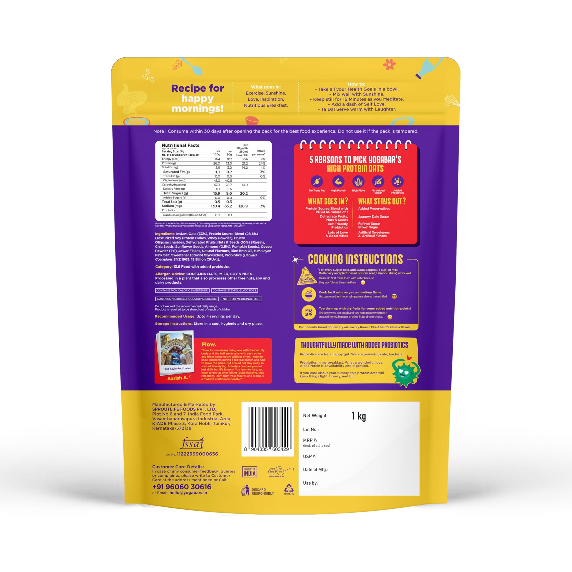 Yogabar Wholegrain Breakfast Muesli - Dark Chocolate and Cranberry, 700g (Super Saver Pack) - front view (10)